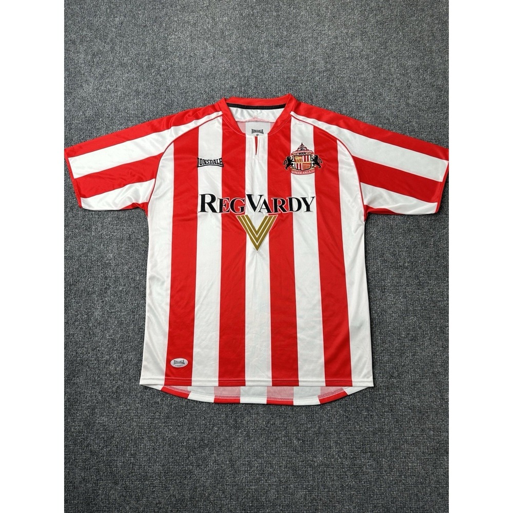 Mens Soccer Lonsdale Sunderland AFC Red White Stripe Jersey, Size M